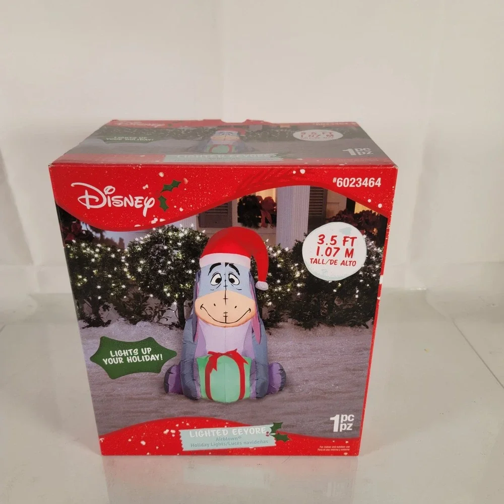 Disney 3.5-ft Lighted Winnie-the-Pooh Eeyore Santa Hat Christmas Inflatable‎ NEW